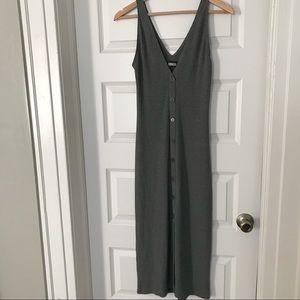 Reformation Nancy Ribbed Knit Button Midi Dress